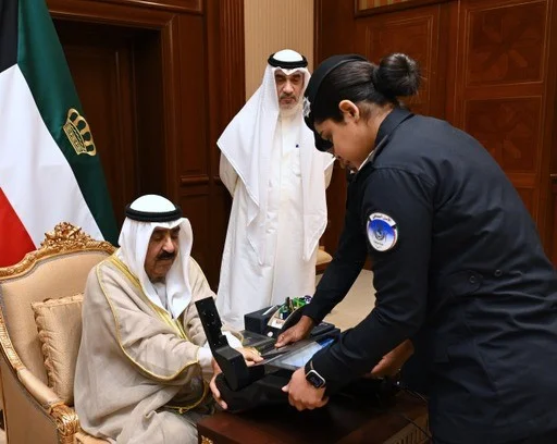 أمير البلاد سمو الشيخ مشعل الاحمد يجري البصمة البيومترية